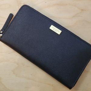 Kate Spade Leather Zip Around Wallet Navy